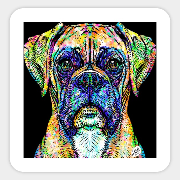 BOXER watercolor and ink portrait Sticker by lautir